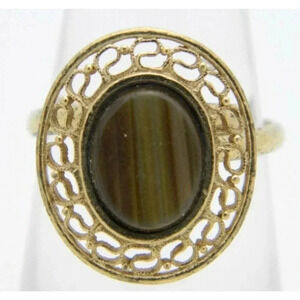 Sarah Coventry SC Gold Tone Tiger's Eye Ring
